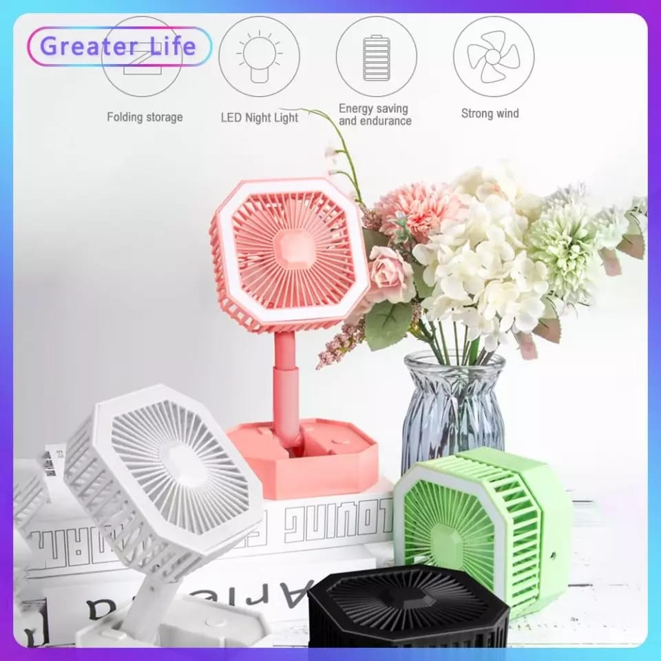 Foldable Portable Multifunction Fan Handheld LED Night Light USB Rechargeable